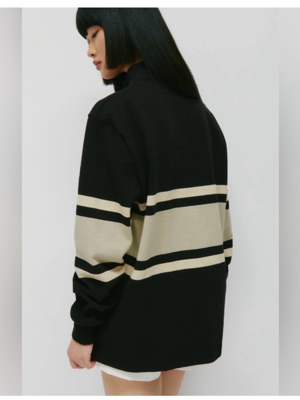 KOTN Black and Cream Zip-Up Sweater Rugby Barbarian XS - Picture 3 of 7